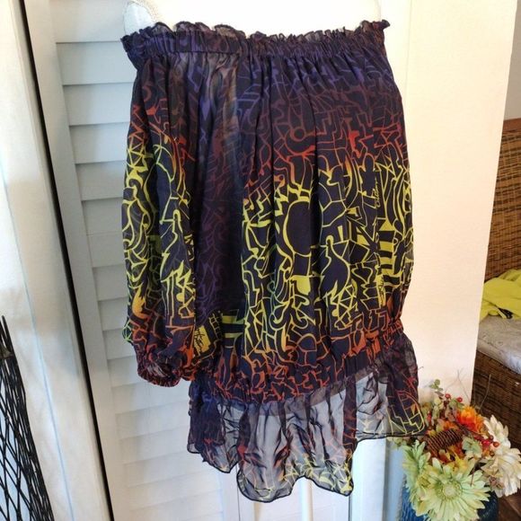 APPLE Bottoms off shoulder peplum bottom blouse Y2k 1X‎ - Picture 2 of 11